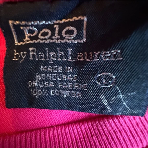 Polo Ralph Lauren T-Shrit Men’s Large Hot Pink with Green Pony 100% Cotton - Picture 8 of 10